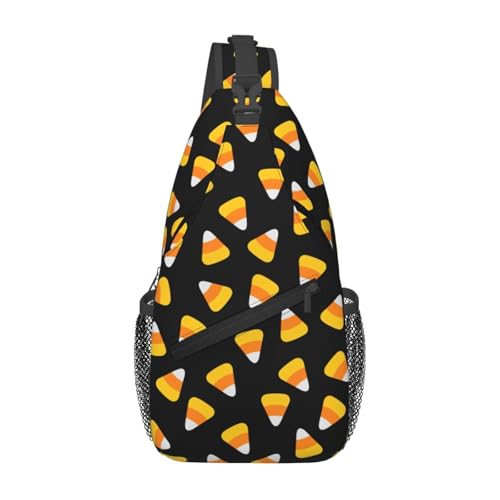 Halloween Sling Bag For Women Men Halloween Candy Corn Chest Bag Adjustable Crossbody Shoulder Bag Sling Backpack Casual Daypack