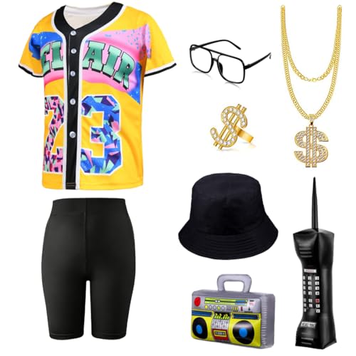 Disfraz infantil 80s 90s Hip Hop para niñas 8 piezas miniatura 1
