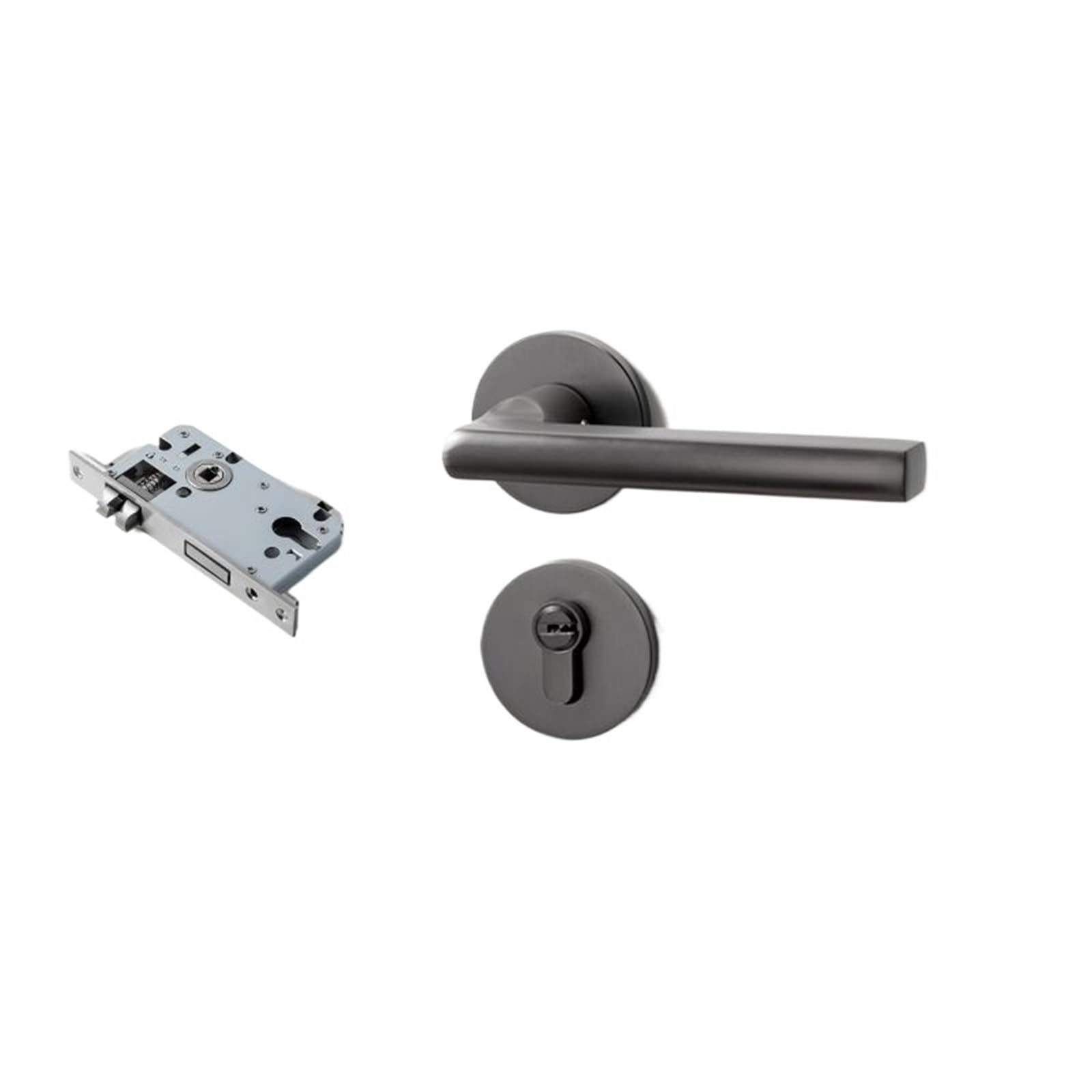 Yshiuol A Door Handles Split Handle Lock Body Set Modern Zinc Lloy Bedroom Door Silent Security With Key For Home Nd Office(A)