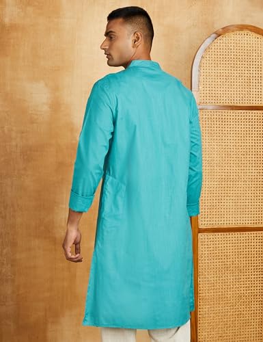 Image of Amazon Brand - Symbol Men's 100% Cotton Solid Long Length Casual Kurta - Regular Fit (Available in Plus Sizes)