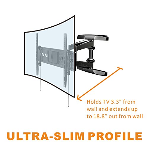 Loctek 18.8" Long Extension Curved TV Wall Mount Bracket for 32-70 inch Both Curved and Flat Panel TVs with VESA Patterns up to 600 x 400mm/Articulating Arm Swivel Tilt Max. Fits 16 inch Wall Stud black