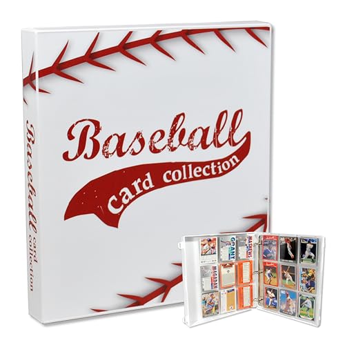 UniKeep Baseball Themed Trading Card Collection Binder with Trading Card Pages. The Binder/Case Is Fully Enclosed to Keep Cards Secure (Strings, Metal Rings)