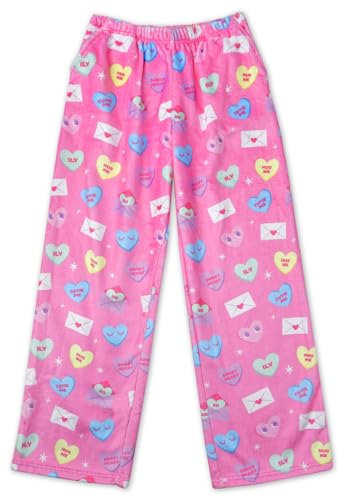 Pantalon polaire doux pour grandes filles motif cœurs et fleurs iscream