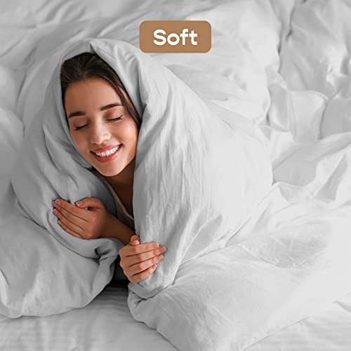 Image of SleepyCat Duvet Cover, 100% Cotton 200TC Percale Combed Yarn, with Corner Ties & Coconut Button Closure, Oeko-TEX & AZO Free, (Single Size, 90x60 inches) Dolphin Grey