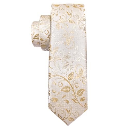 Image of Barry.Wang Men Tie Set Floral Paisley Silk Necktie Pocket Square Cufflinks Formal Wedding Party Business