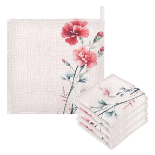 ハンドタオル タオルハンカチ ガーゼ ベビータオル ミニタオル おしゃれ カーネーション 花柄 B 人気 携帯用 綿100% 赤ちゃん 3枚セット 30*30cm