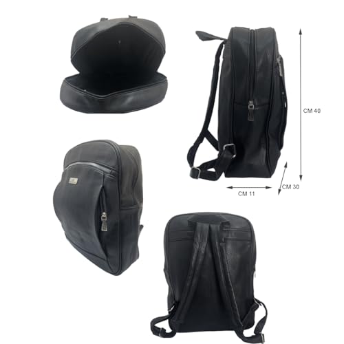 Sac à dos homme noir POLOCLUB en cuir synthétique pour bureau et voyages - 2