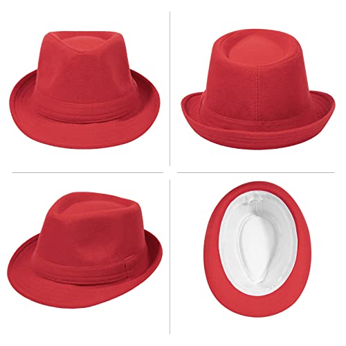 Fashion Red Bottom Hat Short Brim Red Fedora Hat For Men Party Winter Mens Men Classic Fedora Hats For Women Fadorabhats For Men, Red, Large #TOP1