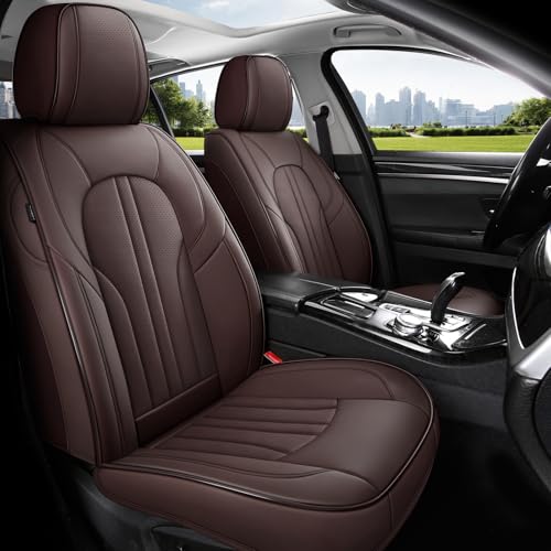 Image of MINGBRON Car Seat Covers,Car Seat Protector Waterproof,Seat Covers Full Set, Car Seat Protectors,Automotive Seat Covers Fit for Most Cars Brown