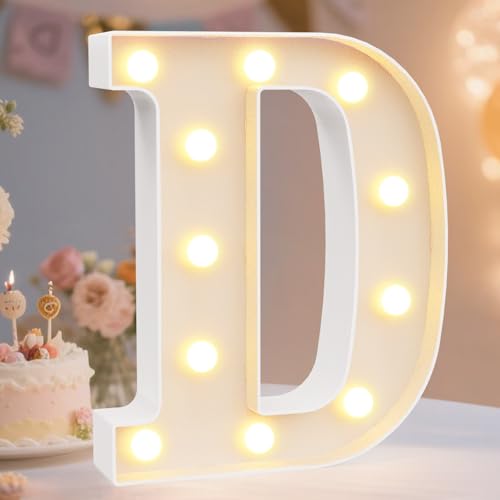 Image of Pooqla LED Marquee Letter Lights Sign, Light Up Alphabet Letter for Home Party Wedding Decoration D