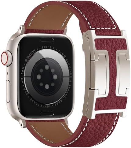 Charlam Leather Magnetic Watch Band, Compatible with Apple Watch Bands 40mm 38mm 41mm 42mm 44mm 45mm 46mm 49mm Women Men, Top Grain Leather Designer Strap for iWatch Series 11/10/9/8/7/6-1/Ultra 3/SE3