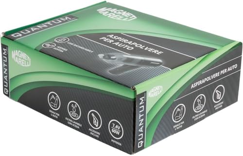 Magneti Marelli USB-wiederaufladbarer Autostaubsauger, 7,4 V, 60 W, leistungsstark und kompakt, mit waschbarem Filter und mitgeliefertem Zubehör, ideal zum Reinigen, Staubsaugen und Blasen von Autos