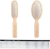 Chris Christensen Brush & Comb Bundle - Original Series 20 mm Oblong and Oval Pin Brush + 000 7.5 in Greyhound Style Fine/Coarse Comb, Groom Like a Professional