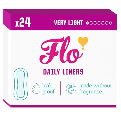 Image of Flo - Daily Liners (24 Pack) - Organic Bamboo Panty Liners for Women - Very Light Flow - Wrapped, Ultra-Thin - Absorbent, Soft & Breathable - Fragrance Free - Vegan & Cruelty Free