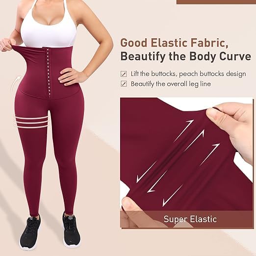 Image of Gym Leggings for Women High Waist, Corset Style Tummy Tucker Shapewear with Hook & Eye Closure for Better Compression, Casual and Gym Wear Multi-Purpose High Waist Trouser