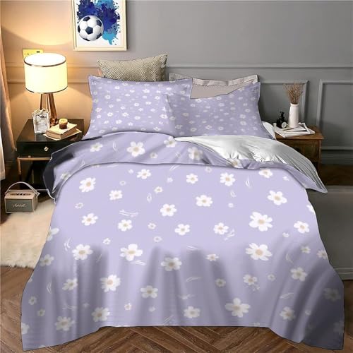 Housse de couette lavande 3D pour chambre d'ado et lit double cocooning