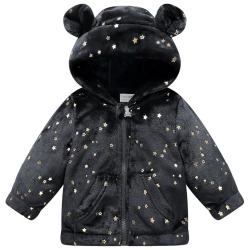 Image of Baby Girl Winter Fleece Coat Toddler Boy Jacket Infant With Hood Warm Outerwear