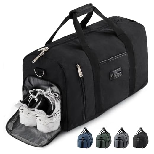 Rieeyrslza 39L Grande Sac de Sport avec Compartiment Chaussures Sacs de Voyage Weekend Sac Waterproof Multiuse Sac à Bandoulière ou Fourre-Tout (Noir o1)