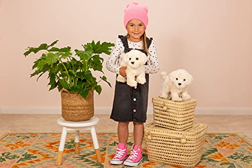 Teddy Hermann 91960 Hund Malteser Welpe stehend 23 cm, Kuscheltier mit idealem Recyclinganteil (Füllmaterial)