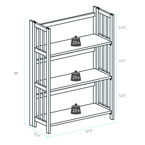 Casual Home 3-Shelf Folding Stackable Bookcase (27.5" Wide)-Mahagony #TOP2