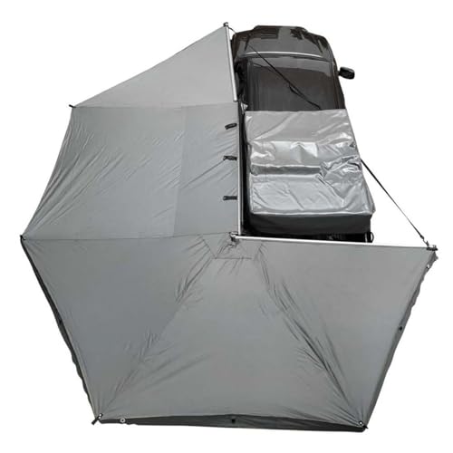 Overland Vehicle Systems HD Nomadic Awning 270 Driver Side - Dark Gray Cover with 1000G PVC Black Travel Cover Universal Fitment - Mounting Brackets Included