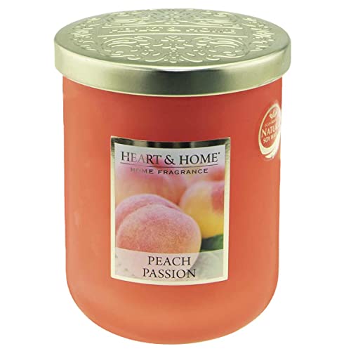 Heart & Home Duftkerze im Glas, 320 g / 75 h, Pfirsich Passion