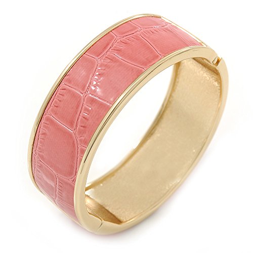 Bracelet jonc magnétique avec finition or et cuir rose pour stimuler votre bien-être