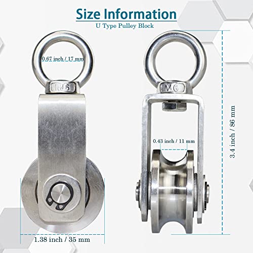 Fonuno DL5189 Cable Pulley Wheel Stainless Steel Swivel Pulley Block Silence Rotation Traction Wheel thumb #5