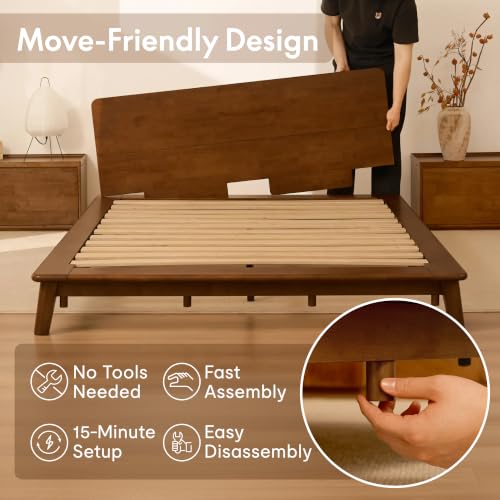 Image of FLEXISPOT Hako G1 Queen Solid Wood Platform Bed with Tool-Free Assembly