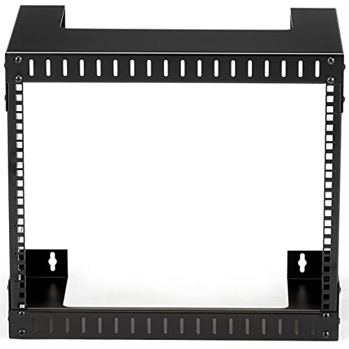 Image of StarTech.com 2-Post 8U Heavy-Duty Wall-Mount Network Rack, 19 inch Open Frame Server Rack, 12 inch Deep, Wall Mount Data Rack for IT / AV / Patch Panel / Computer Equipment, TAA (RK812WALLO)