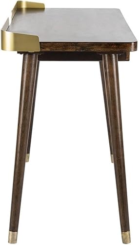 Miniatura 5 de Safavieh Escritorio moderno de 1 cajón en nogal y dorado Parker para oficina en casa Nogal / Oro,Blanco lavado /