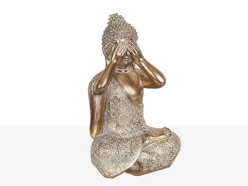 Statue Bouddha résine dorée aux finitions soignées style zen - 2