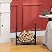 Outsunny Metal Firewood Log Holder Indoor Outdoor Firewood Rack Inner Arced Fireplace Wood Storage Shelf w/Bear Shape Design, Rust-Resistant, Black, 42W x 33.5D x 43H cm