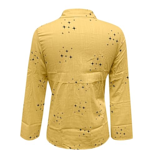 Daygeve Camisas femininas de linho, casual, leve, confortável, manga comprida, com botões, blusas so