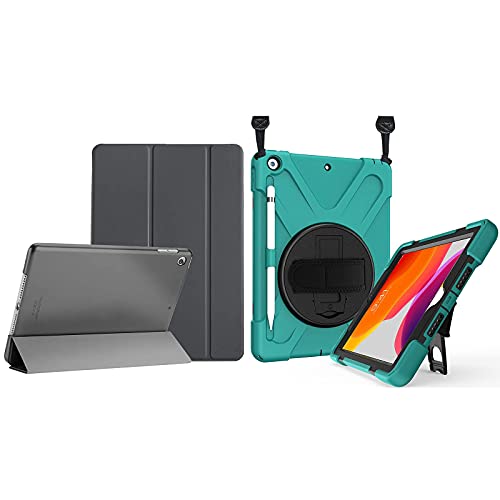 ProCase Slim Stand Hard Back Shell Protective Smart Case Bundle with Rugged Heavy Duty Cover for 10.2" iPad 8th Gen 2020 / 7th Gen 2019