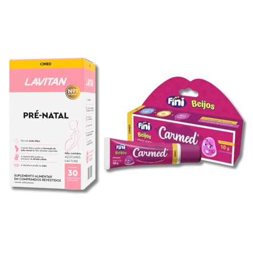 KIT HIDRATANTE LABIAL FINI BEIJOS CARMED + MULTIVITAMINICO LAVITAN PRE NATAL CIMED
