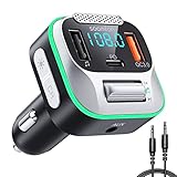 Llamadas Manos Libres Clear - El micrófono incorporado del transmisor FM bluetooth coche aux puede recoger su voz en todas las direcciones y adopta la última tecnología de reducción de ruido CVC 8.0, que puede eliminar más ruido de la carretera y del viento, para garantizar que ambos el receptor y la persona que llama escuchan claramente, y al mismo tiempo puede obtener una navegación de voz más clara y ya no preocuparse por ir por el camino equivocado