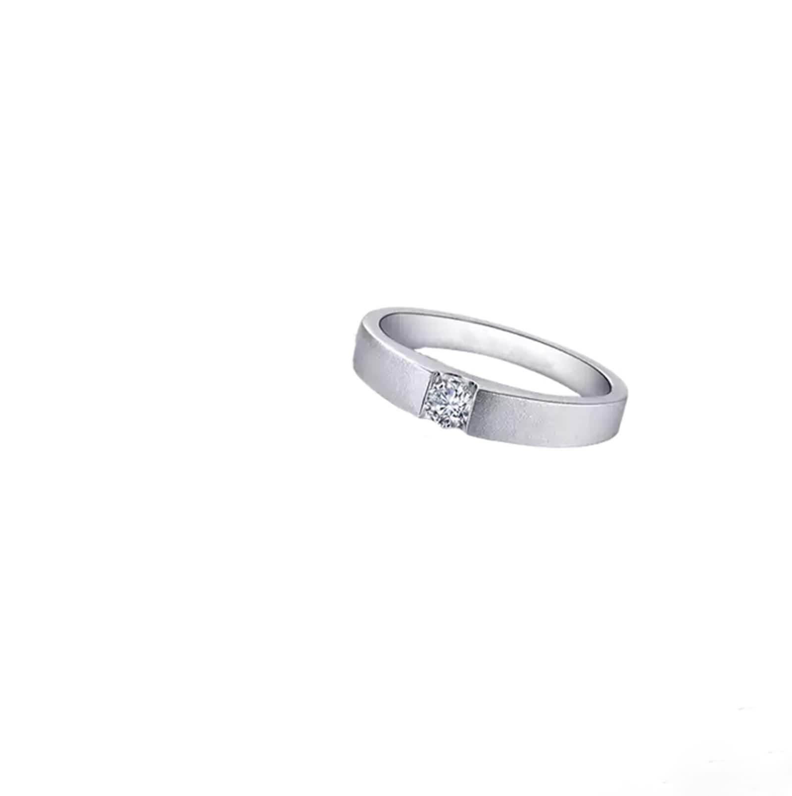 Anillo de platino para hombre, moderno, blanco, diamante y plata, anillo de compromiso Pt950, talla 52 (16,6)