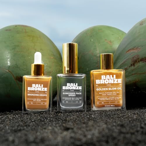 BALI BRONZE Bronzing Drops – Selbstbräunungs-Tropfen für Gesicht mit Kokos- und Arganöl – Mischbar mit Tagespflege – Natürlicher Glow ohne UV – 30 ml