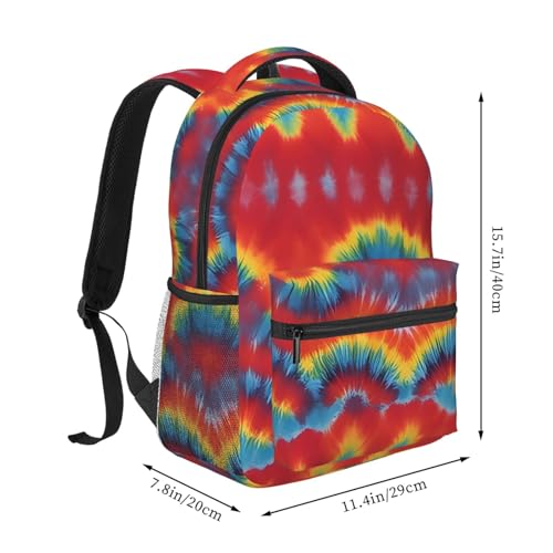 Rainbow Tie Dye-Red Print Versatile Daypack Laptop Backpack – Stylish Casual Travel Bag For All Your Needs2