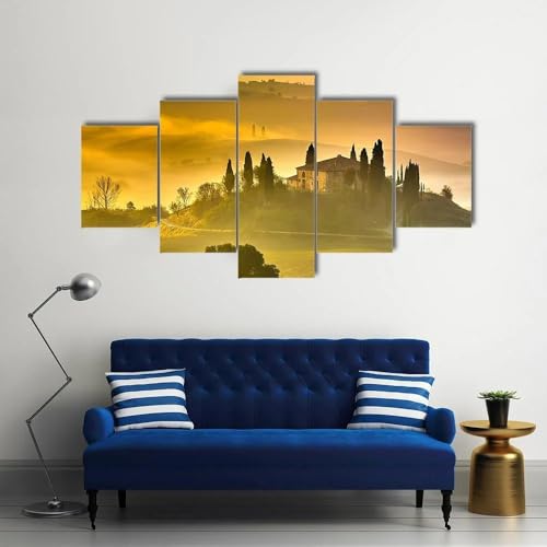 Tableau décoratif mural salon d'exception : grand paysage de Toscane imprimé sur toile