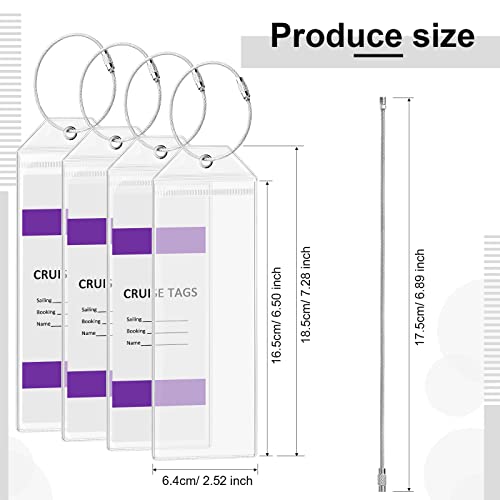 Clabby 36 Pack Clear Cruise Luggage Tag Holder Waterproof PVC ID Badge Reusable Bag Tags Luggage Etag Holders Zip Seal with Steel Loops Cruise in 2025 and 2026 Travel Accessories2