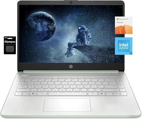 Image of HP 14 inch HD Student Business Laptop, Intel Quad-Core N150, 16GB RAM DDR4, 384GB Storage, (128GB UFS+256GB SD Card), 1 Year Office 365, Webcam, HDMI, Bluetooth, WiFi, Slim Design, Win 11 S, Willow Green