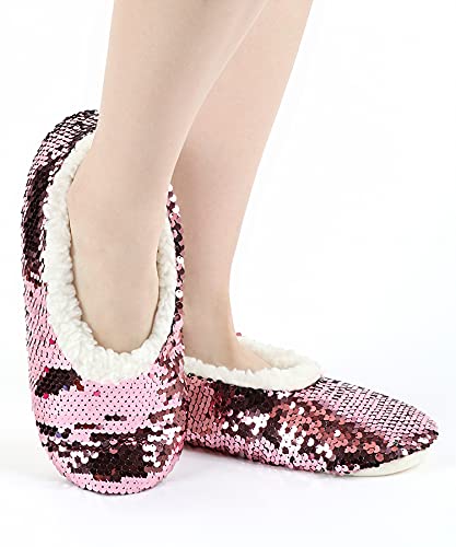 Image of Panda Bros Womens Ballerina Sequin Slippers, Bling House Slippers With Grippers