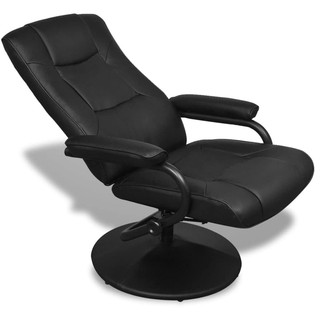 Polstersessel Relaxsessel Verstellbare Rückenlehne TV-Sessel mit Fußhocker Schwarz Kunstleder,Ideal für die kommerzielle und Private Nutzung 66.5 x 110 x 85 cm (L x B x H)
