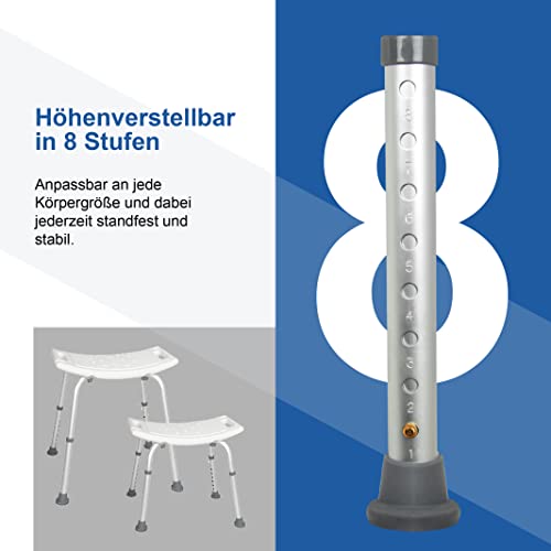 Akriva höhenverstellbarer Duschhocker - rutschfest, stabil und komfortabel - Leichter Badhocker - Duschsitz für Dusche (Universal Duschhocker)