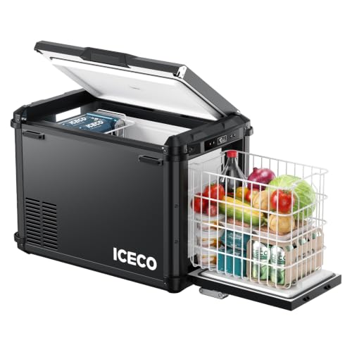 Image of ICECO VL45PLUS 12 Volt Refrigerator, 44 QT Portable Freezer, Electric Compressor Cooler Powered by SECOP, 3 Ways Access, 12 /24V DC 110~240 Volt AC, 12V Car Fridge for Travel Camping, 0℉ to 50℉
