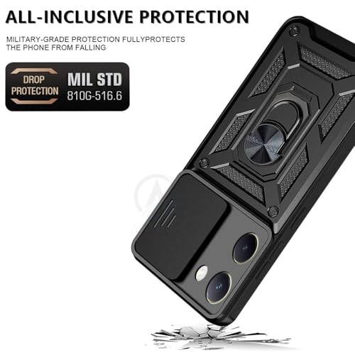 Image of AIBEX Back Cover for Vivo Y300 Plus 5G / Vivo Y200 Pro 5G | D10 Tough Armor Case | Sliding Camera Shield | 360 Protection | Kickstand Ring Holder | Military-Grade Shockproof Bumper Case
