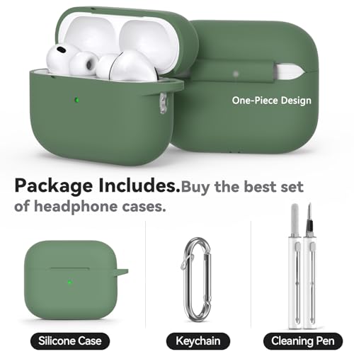 Image of Ljusmicker for AirPods Pro 3 Case 2025 with Cleaner Kit,Sprout Green | Soft Silicone Protective Cover for Apple AirPod Pro 3rd Generation Case with Keychain for Women Men,Shockproof