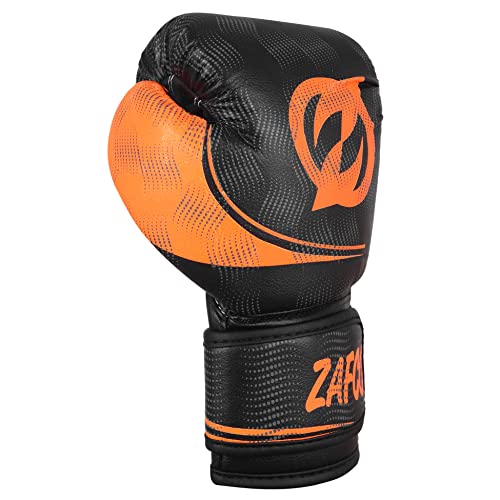 Zafco Kids Boxing Gloves For Kids Junior Muay Thai Kick Boxing Training Mma Punching Bag Children Youth (Black Orange, 4Oz) #TOP4